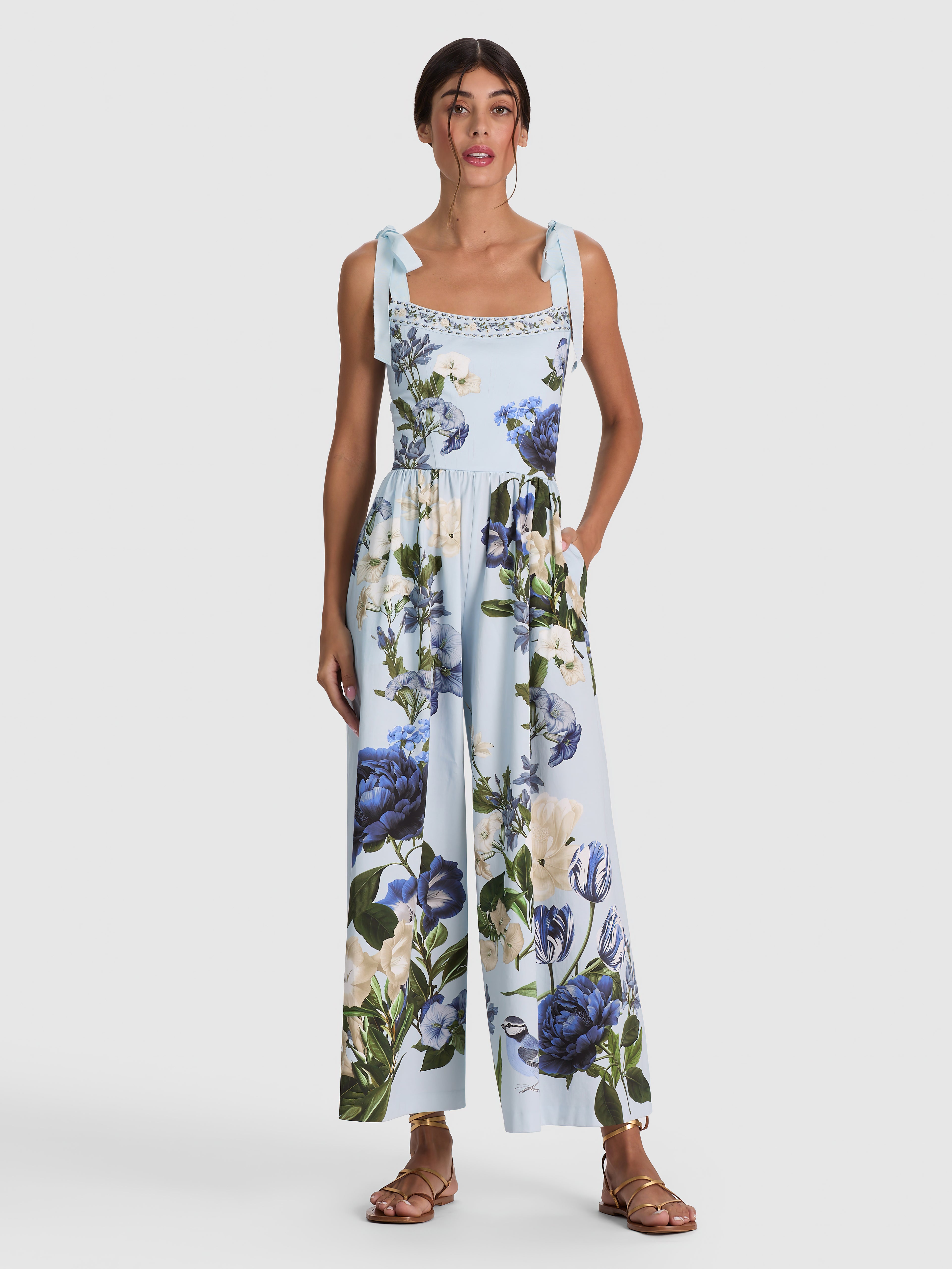 ROSALEE WIDE LEG JUMPSUIT in FLY AWAY | ALICE + OLIVIA