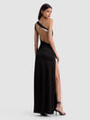 ROBE LONGUE GWENDOLYN ASYMÉTRIQUE DÉCOUPÉE AVEC DÉTAILS MÉTALLIQUES-ALICE + OLIVIA