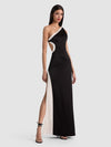 ROBE LONGUE GWENDOLYN ASYMÉTRIQUE DÉCOUPÉE AVEC DÉTAILS MÉTALLIQUES-ALICE + OLIVIA