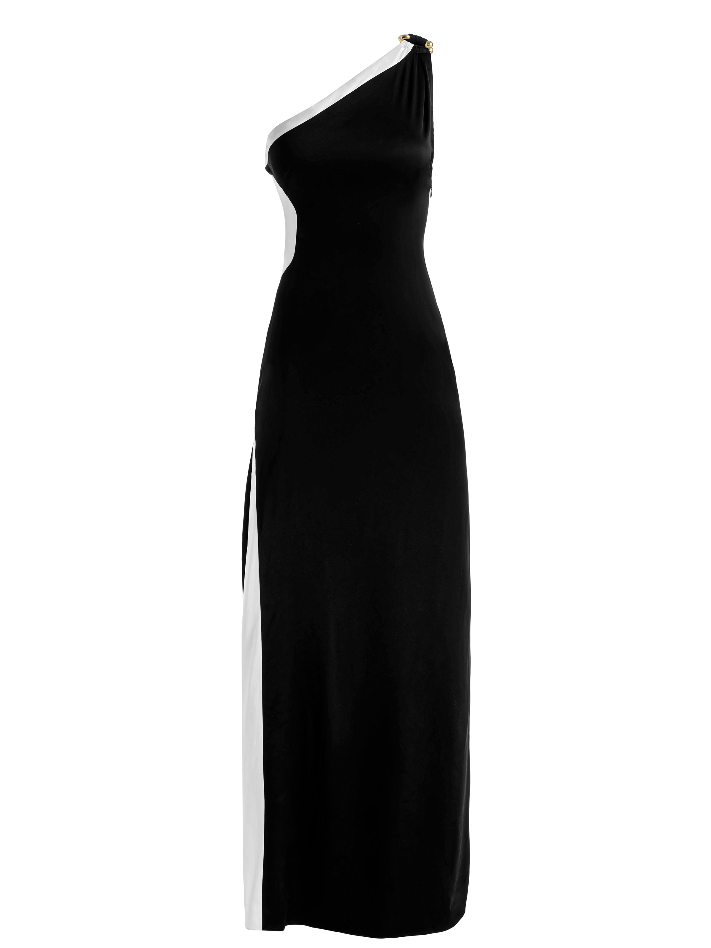 ROBE LONGUE GWENDOLYN ASYMÉTRIQUE DÉCOUPÉE AVEC DÉTAILS MÉTALLIQUES-ALICE + OLIVIA