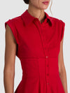 KIM PANELED CORSET FLARED MINI SHIRT DRESS-HIBISCUS-ALICE + OLIVIA