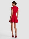KIM PANELED CORSET FLARED MINI SHIRT DRESS-HIBISCUS-ALICE + OLIVIA