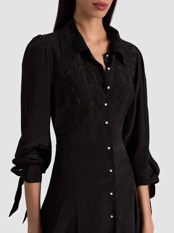 DEBORAH MINI SHIRT DRESS-Black-ALICE + OLIVIA