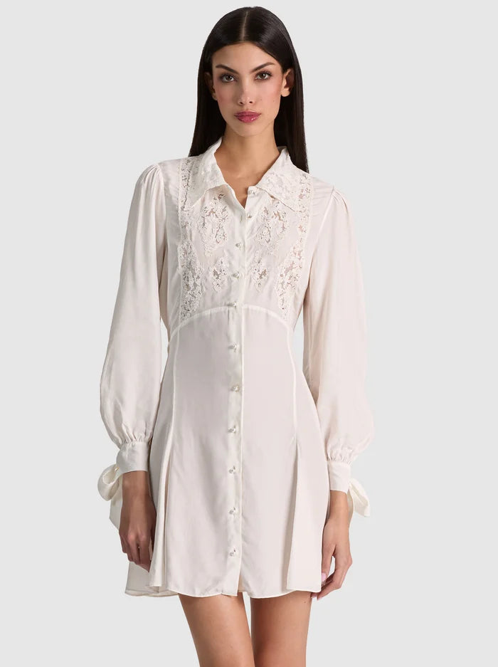 DEBORAH MINI SHIRT DRESS-OFF WHITE-ALICE + OLIVIA