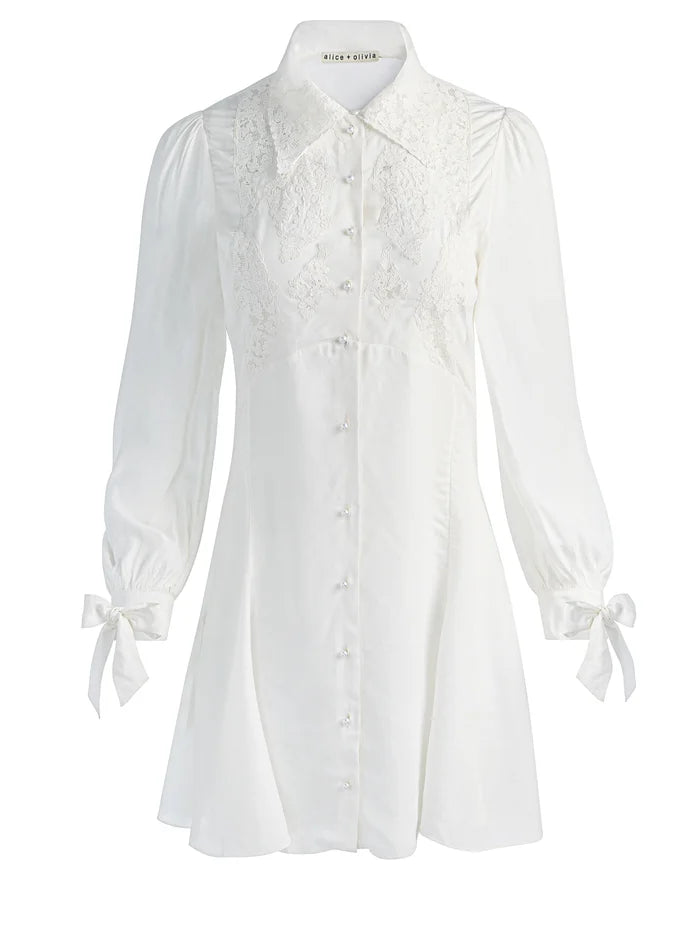 DEBORAH MINI SHIRT DRESS-OFF WHITE-ALICE + OLIVIA