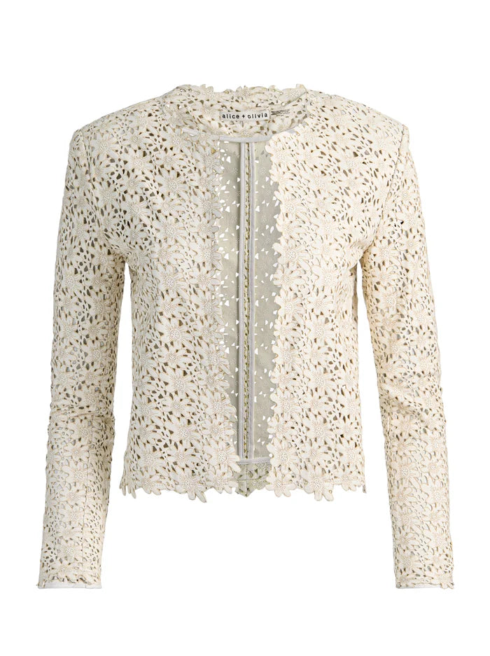 GIACCA IN PELLE TAGLIO LASER KIDMAN - BIANCO SPORCO