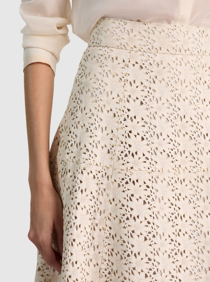 JUPE MIDI ÉVASÉE EN CUIR DÉCOUPÉ AU LASER SOSIE-ALICE + OLIVIA