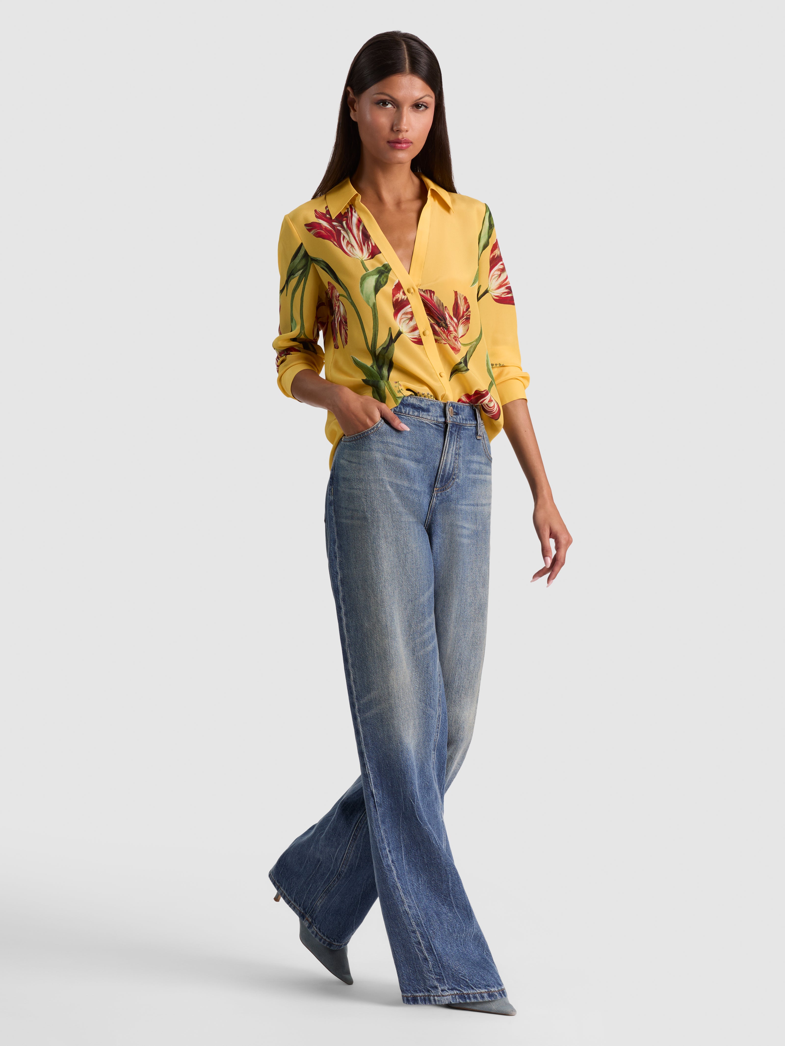 ELOISE SILK BLOUSE-SOFT TULIP TUSCANY-ALICE + OLIVIA