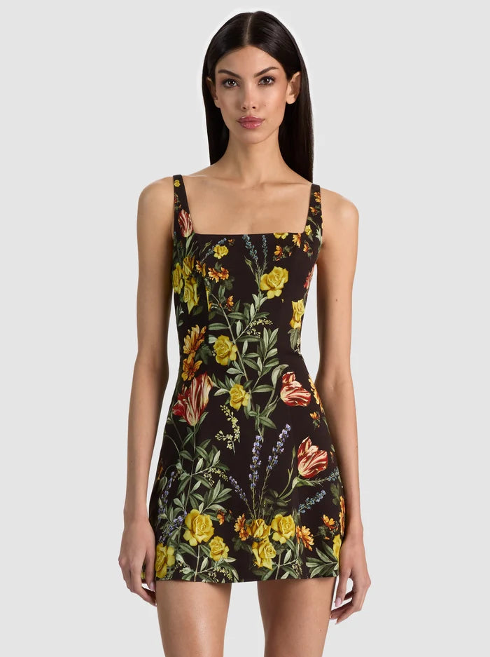 JULIA MINI DRESS-DESERT SPRIGS BLACK-ALICE + OLIVIA