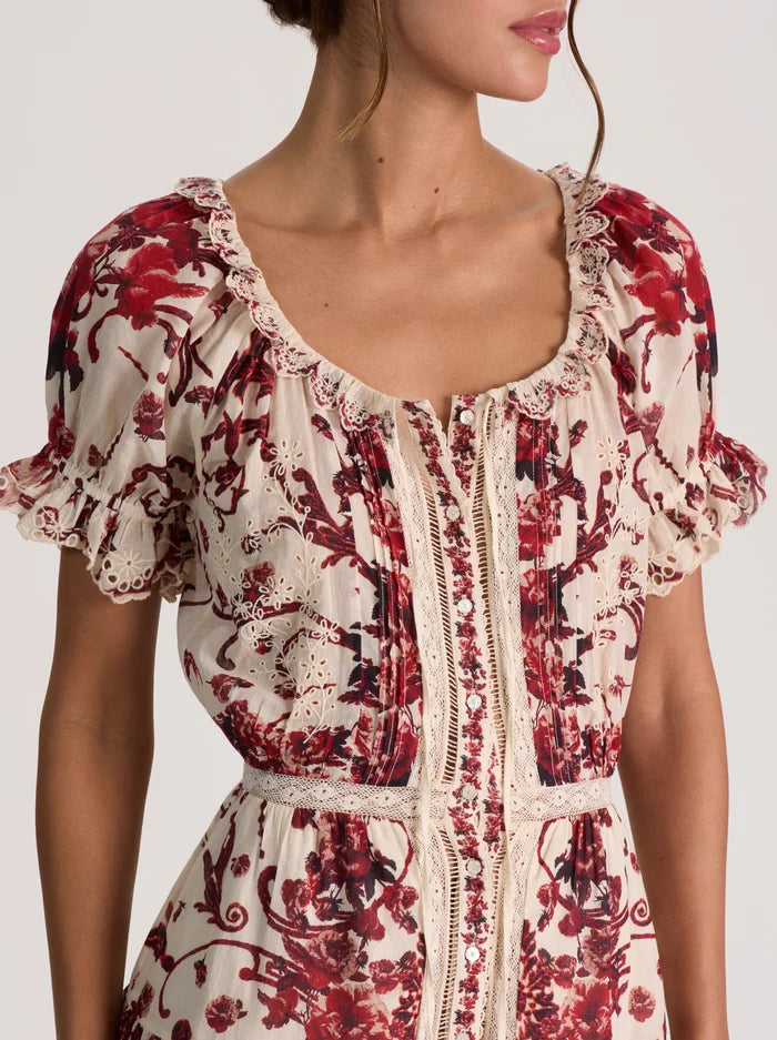 ROBE COURTE ÉTAGÉE BOUTONNÉE MCLAINE AVEC MANCHES BOUFFANTES-ALICE + OLIVIA
