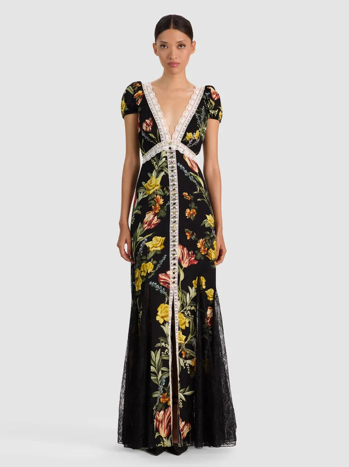 ROBE MIDI EN DENTELLE ÉVIDÉE PROFONDE-ALICE + OLIVIA