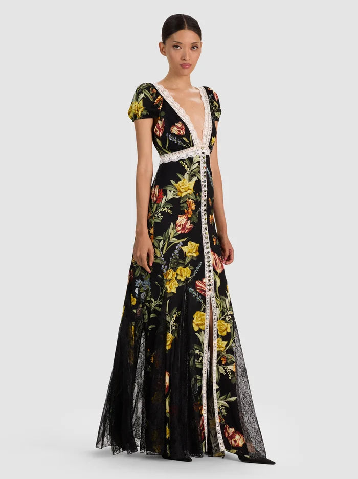 ROBE MIDI EN DENTELLE ÉVIDÉE PROFONDE-ALICE + OLIVIA