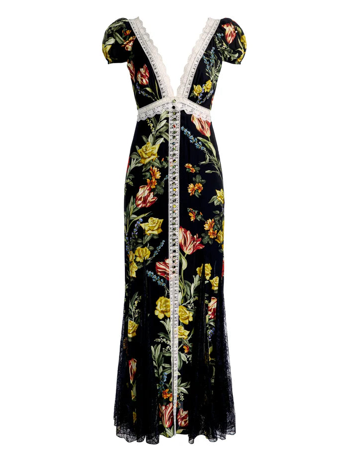 ROBE MIDI EN DENTELLE ÉVIDÉE PROFONDE-ALICE + OLIVIA