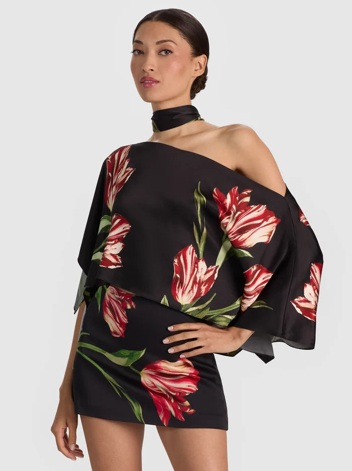 HAUT COURT DRAPÉ RITA OTS AVEC FOULARDS-ALICE + OLIVIA