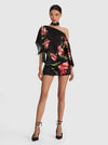 RITA DRAPED TOP WITH SCARF-SOFT TULIP BLACK-ALICE + OLIVIA