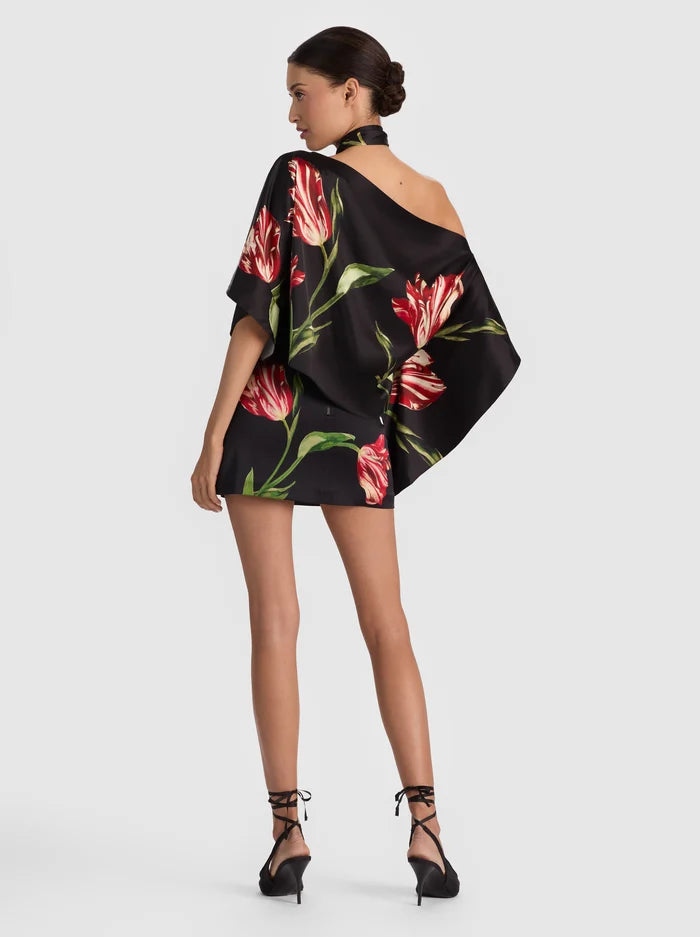 RITA DRAPED TOP WITH SCARF-SOFT TULIP BLACK-ALICE + OLIVIA