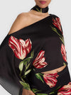RITA DRAPED TOP WITH SCARF-SOFT TULIP BLACK-ALICE + OLIVIA