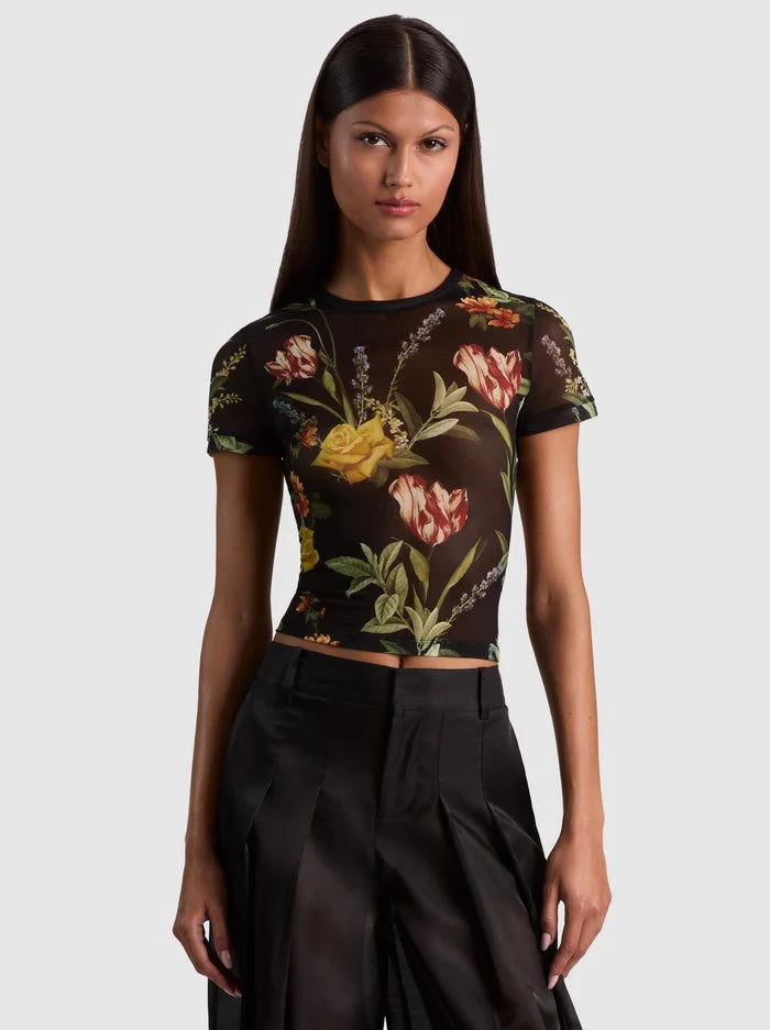 TESS TEE-DESERT SPRIGS BLACK-ALICE + OLIVIA