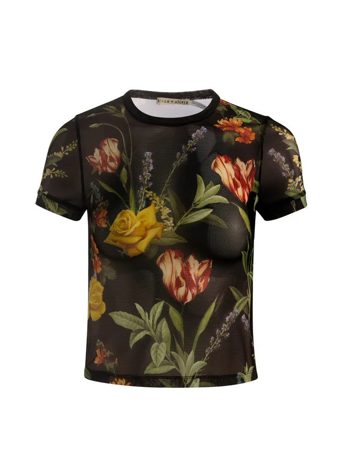 TESS TEE - DESERT SPRIGS BLACK