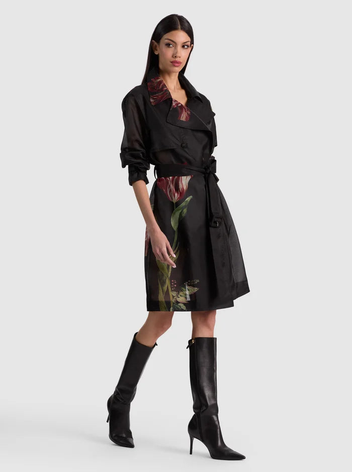 TRENCH MIDI TRASPARENTE SILVIA - NERO TULIPANO TENUE