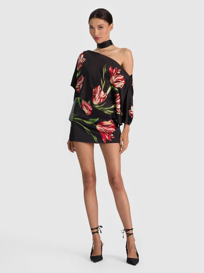 RUBI MINI SKIRT-SOFT TULIP BLACK-ALICE + OLIVIA