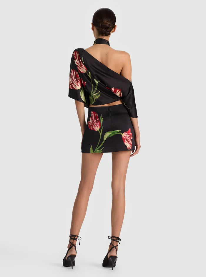 RUBI MINI SKIRT-SOFT TULIP BLACK-ALICE + OLIVIA