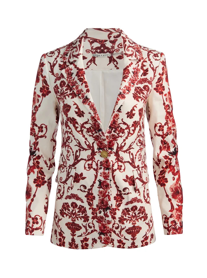 MACEY LINEN FITTED BLAZER-WINDING ROAD-ALICE + OLIVIA