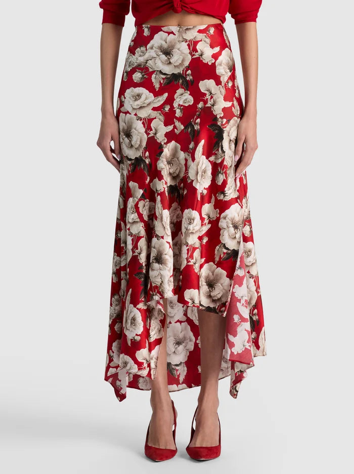 JUPE MI-LONGUE ROSA ASSYM-ALICE + OLIVIA
