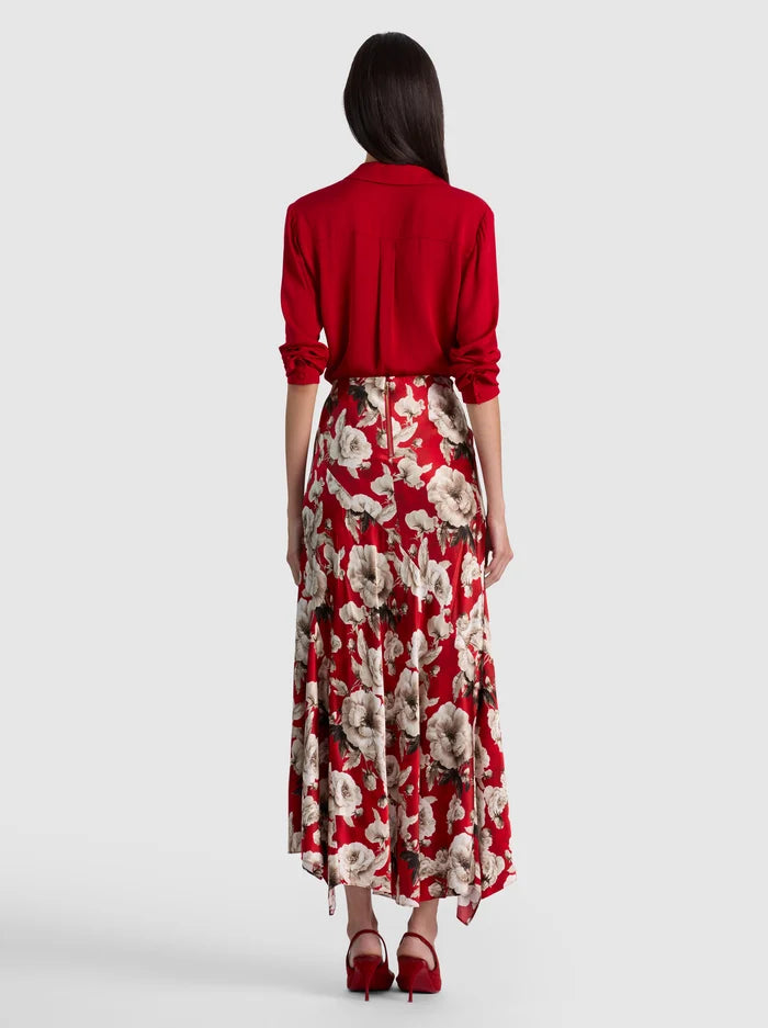 ROSA MIDI SLIP SKIRT-ROSE GARDEN SM HIBISCUS-ALICE + OLIVIA