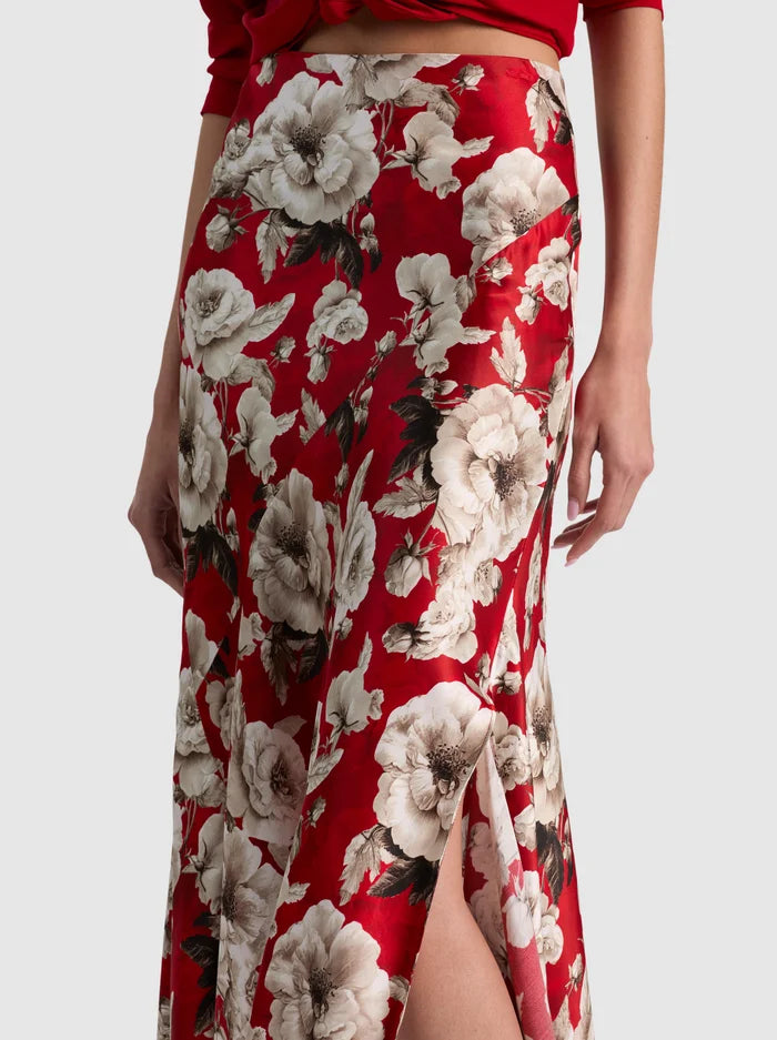 ROSA MIDI SLIP SKIRT-ROSE GARDEN SM HIBISCUS-ALICE + OLIVIA