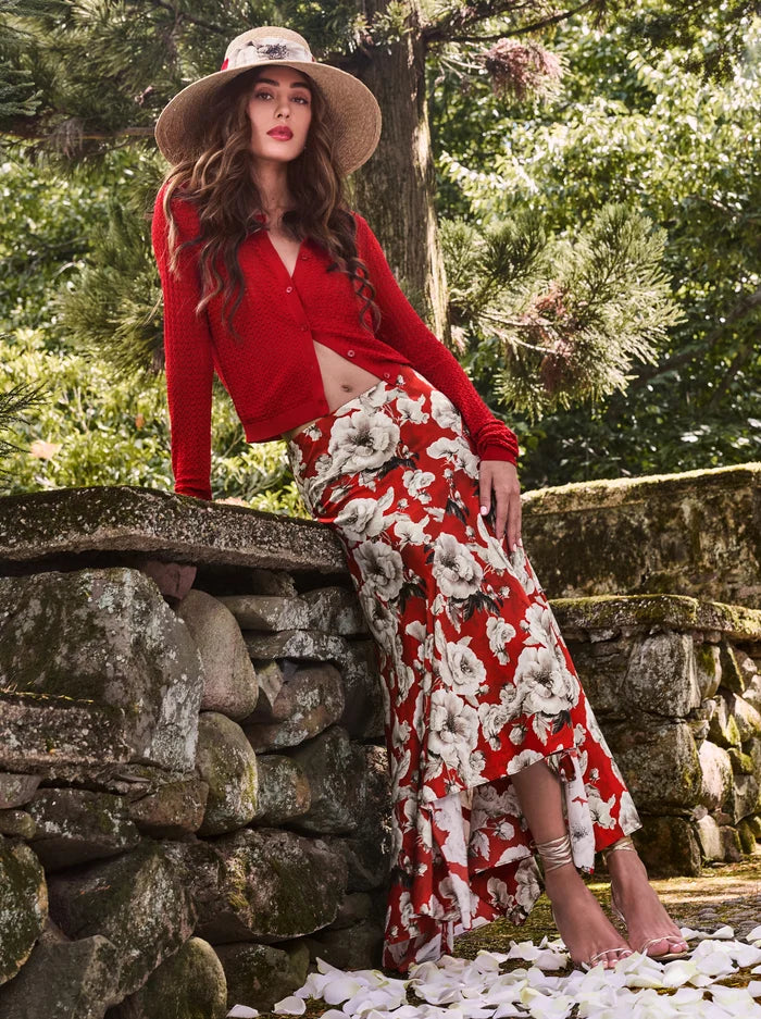 ROSA MIDI SLIP SKIRT-ROSE GARDEN SM HIBISCUS-ALICE + OLIVIA