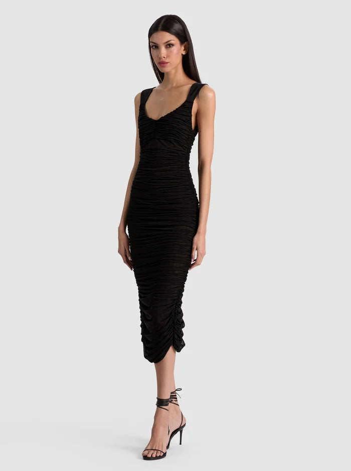 RENEE SHEER MIDI DRESS-Black-ALICE + OLIVIA