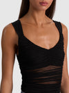 RENEE SHEER RUCHED BODYSUIT-Black-ALICE + OLIVIA