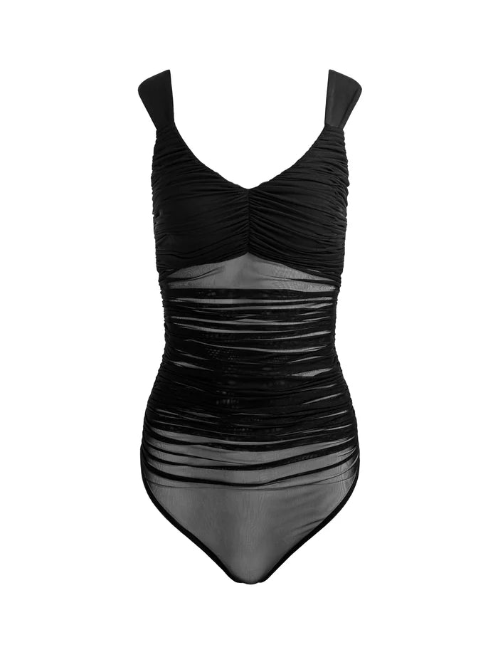 BODY SBLUSATO A MANICHE LUNGHE RENEE - NERO