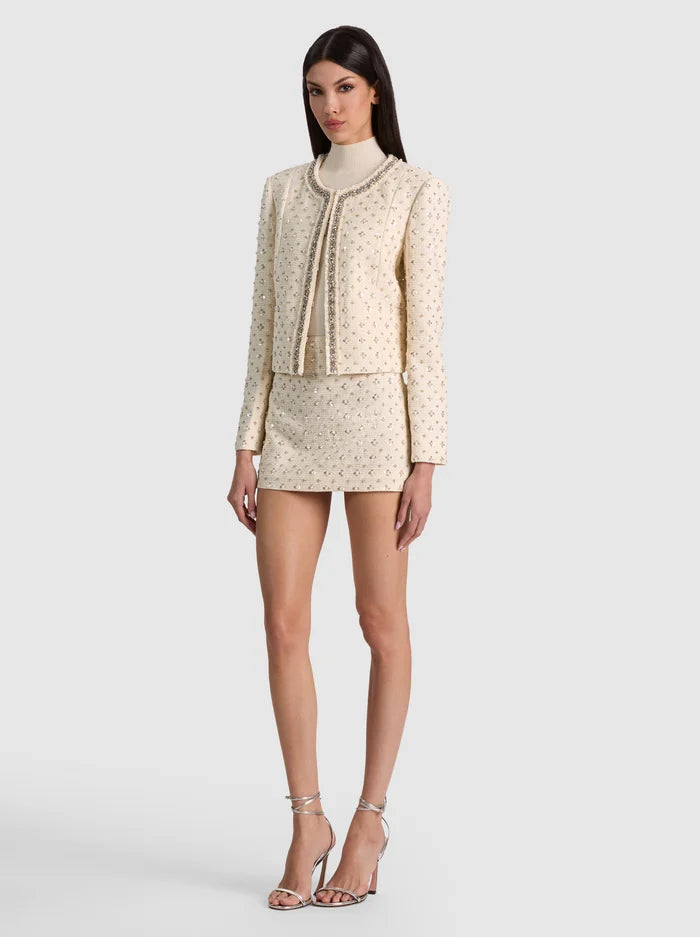 GIACCA IN TWEED DECORATA THOMASINA - VANIGLIA
