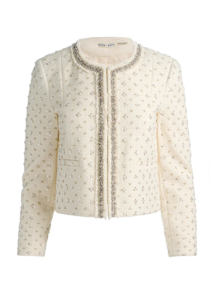 GIACCA IN TWEED DECORATA THOMASINA - VANIGLIA