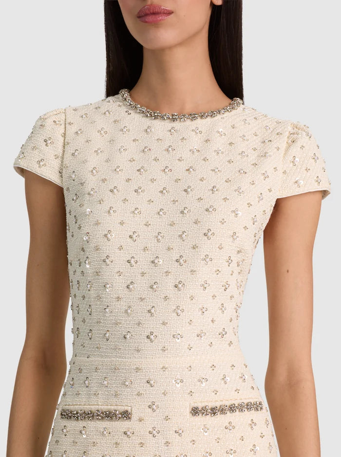 CADE EMBELLISHED CAP SLEEVE MINI DRESS-VANILLA-ALICE + OLIVIA