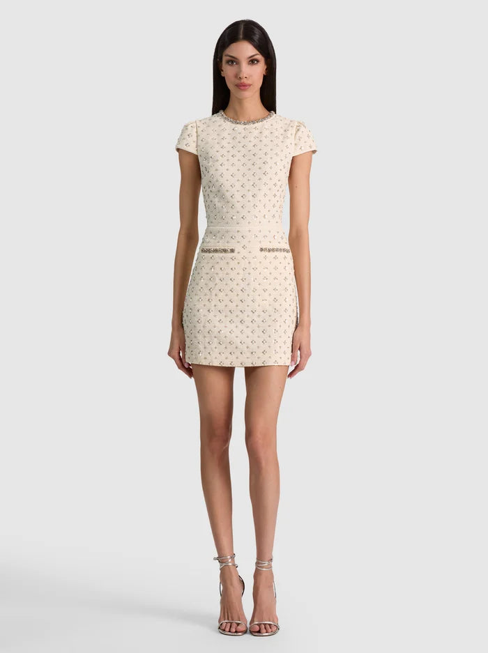 CADE EMBELLISHED CAP SLEEVE MINI DRESS-VANILLA-ALICE + OLIVIA