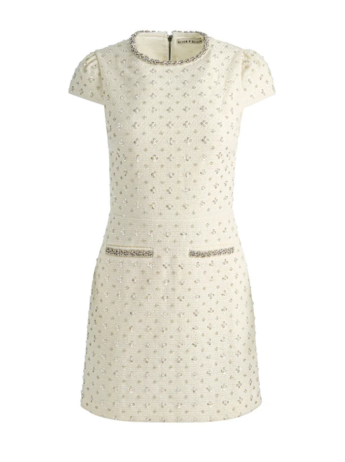CADE EMBELLISHED CAP SLEEVE MINI DRESS-VANILLA-ALICE + OLIVIA