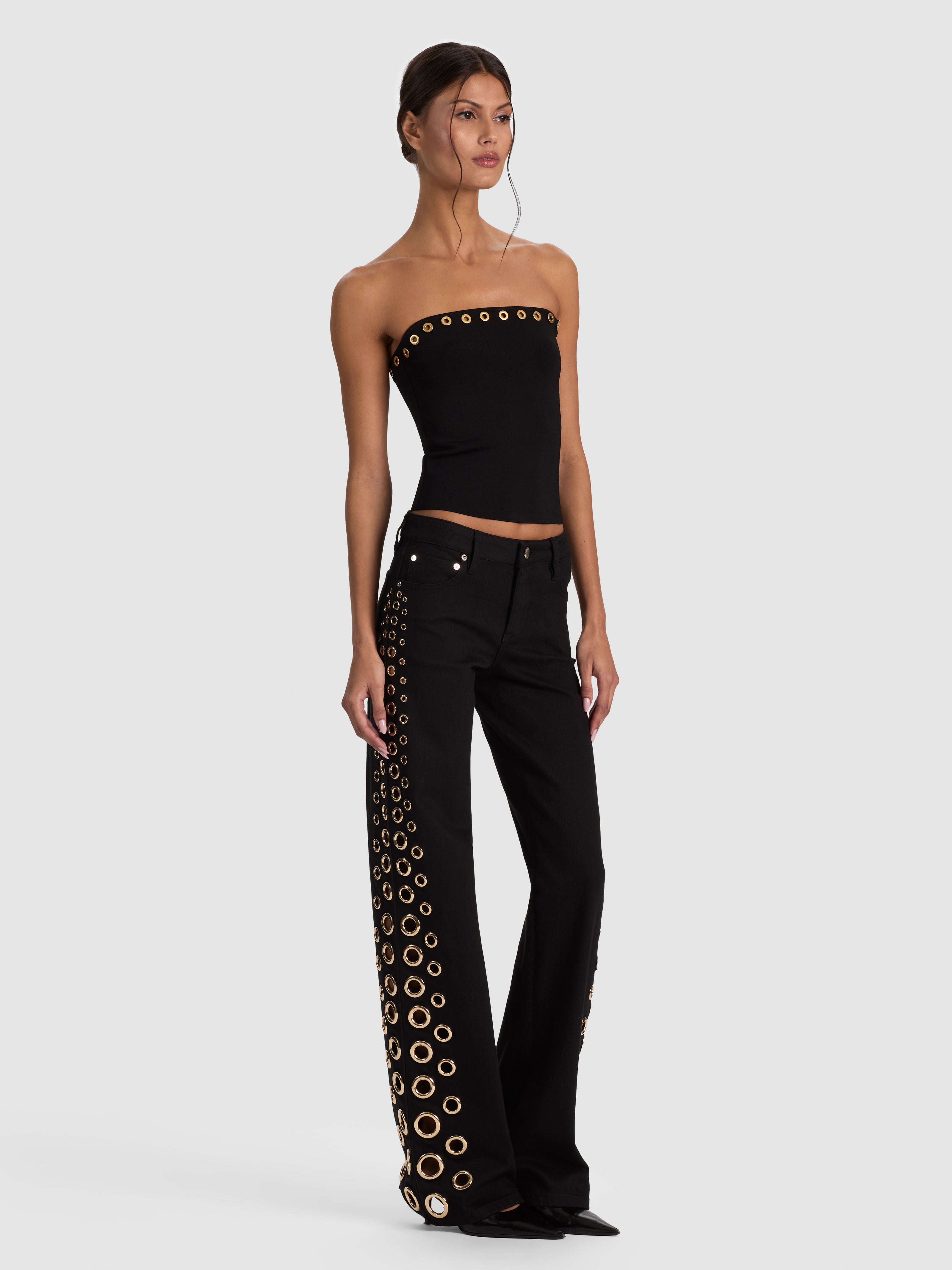 ALISON TUBE TOP W GROMMETS-Black-ALICE + OLIVIA
