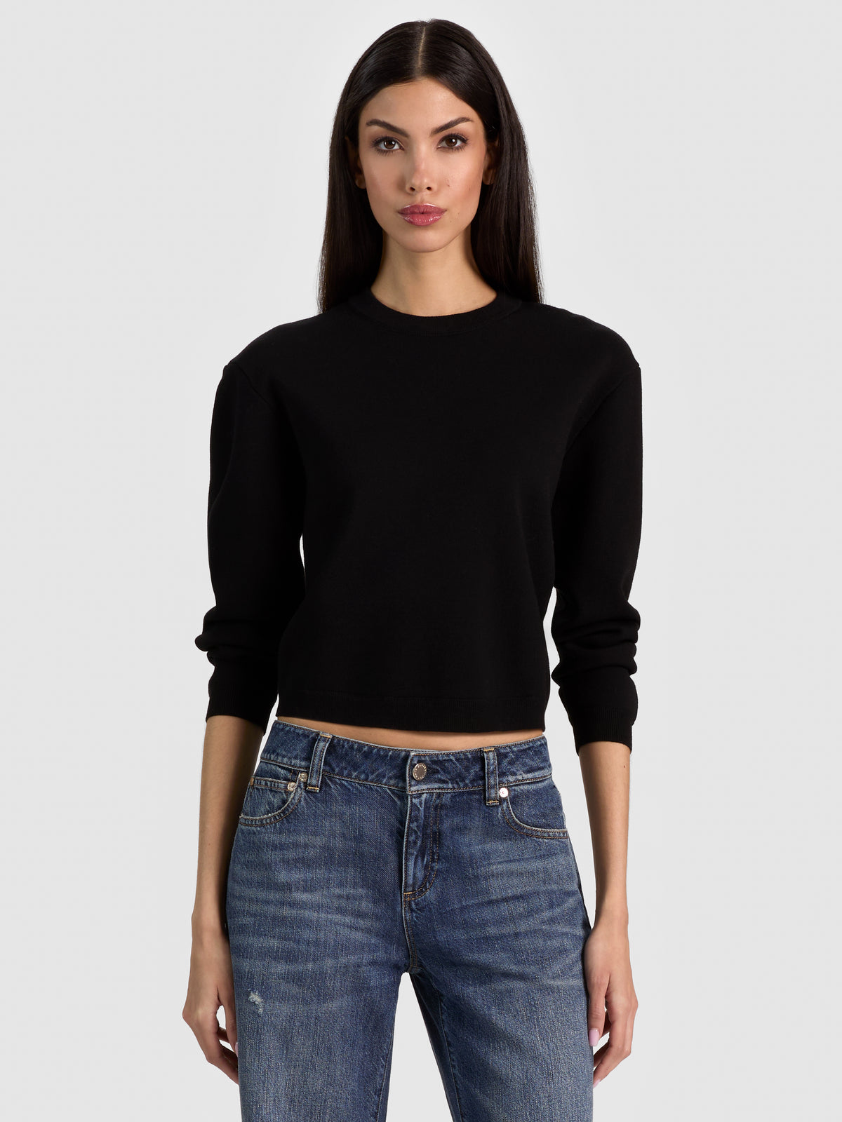 CALLUM PULLOVER WITH LACE UP BACK - BLACK