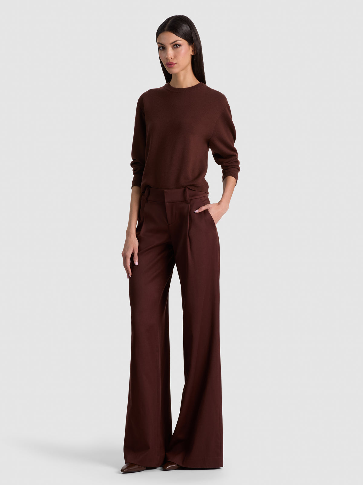 CALLUM PULLOVER WITH LACE UP BACK-DARK CHOCOLATE-ALICE + OLIVIA