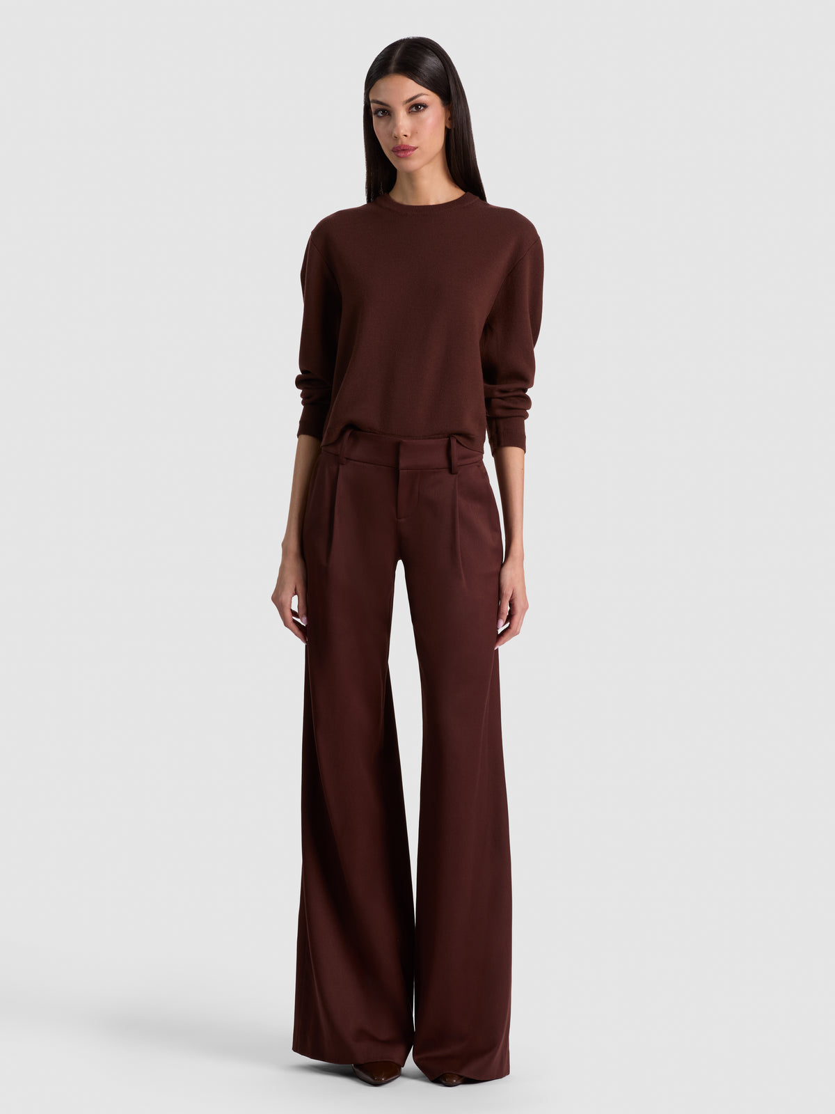 CALLUM PULLOVER WITH LACE UP BACK-DARK CHOCOLATE-ALICE + OLIVIA
