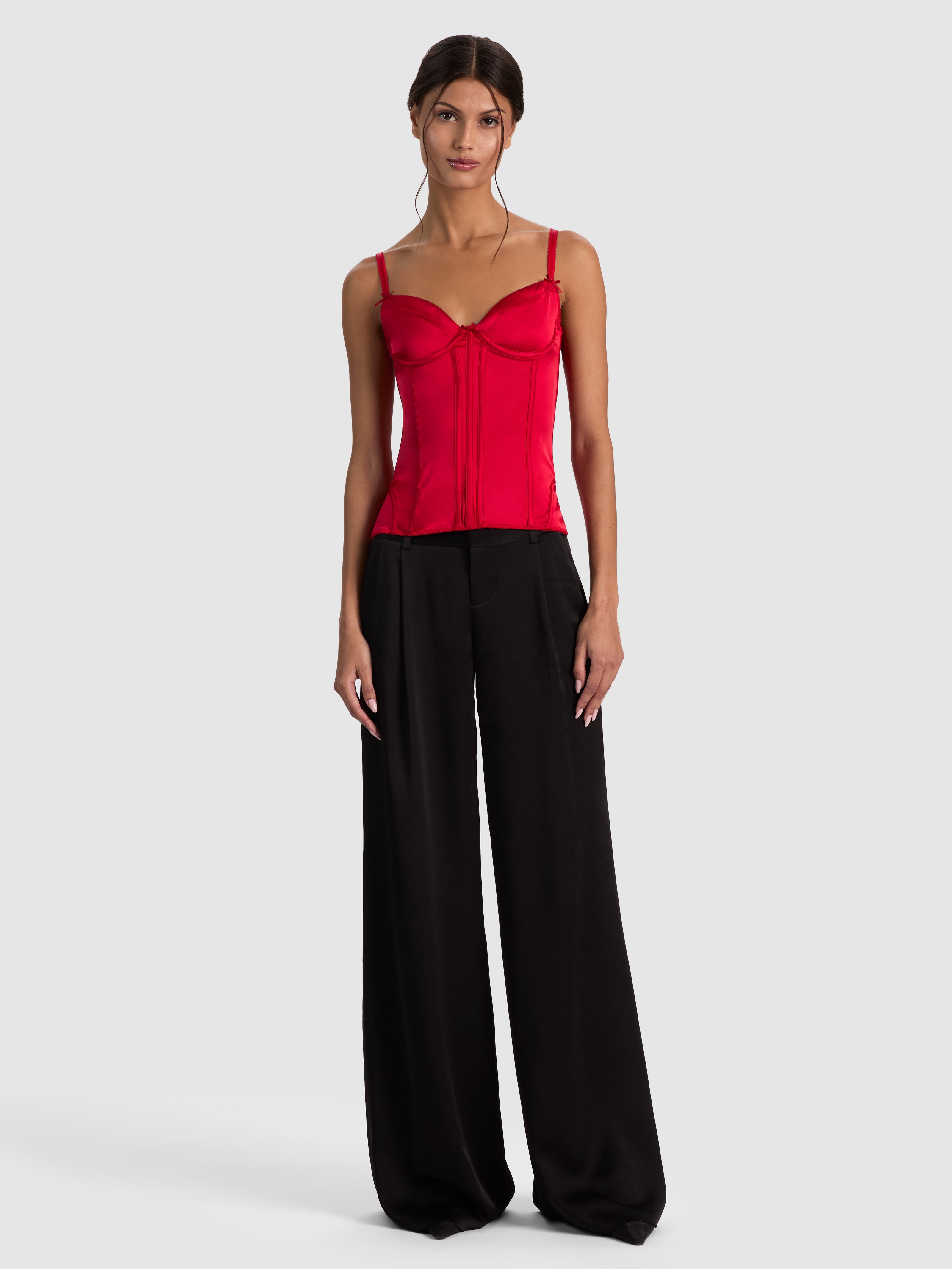 MIRA SEAMED LONGLINE STRUCTURED CORSET-GARNET-ALICE + OLIVIA