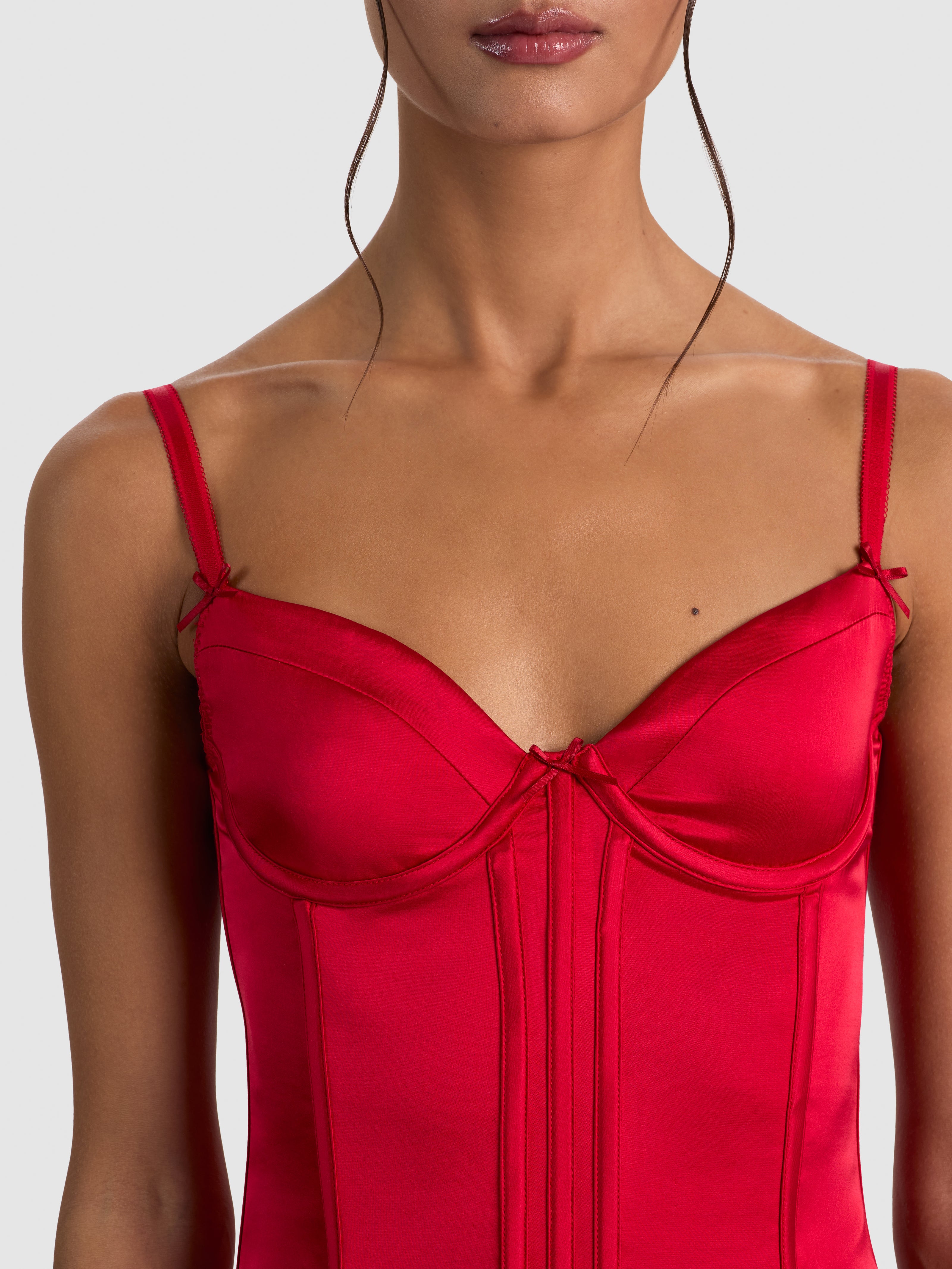 MIRA SEAMED LONGLINE STRUCTURED CORSET-GARNET-ALICE + OLIVIA