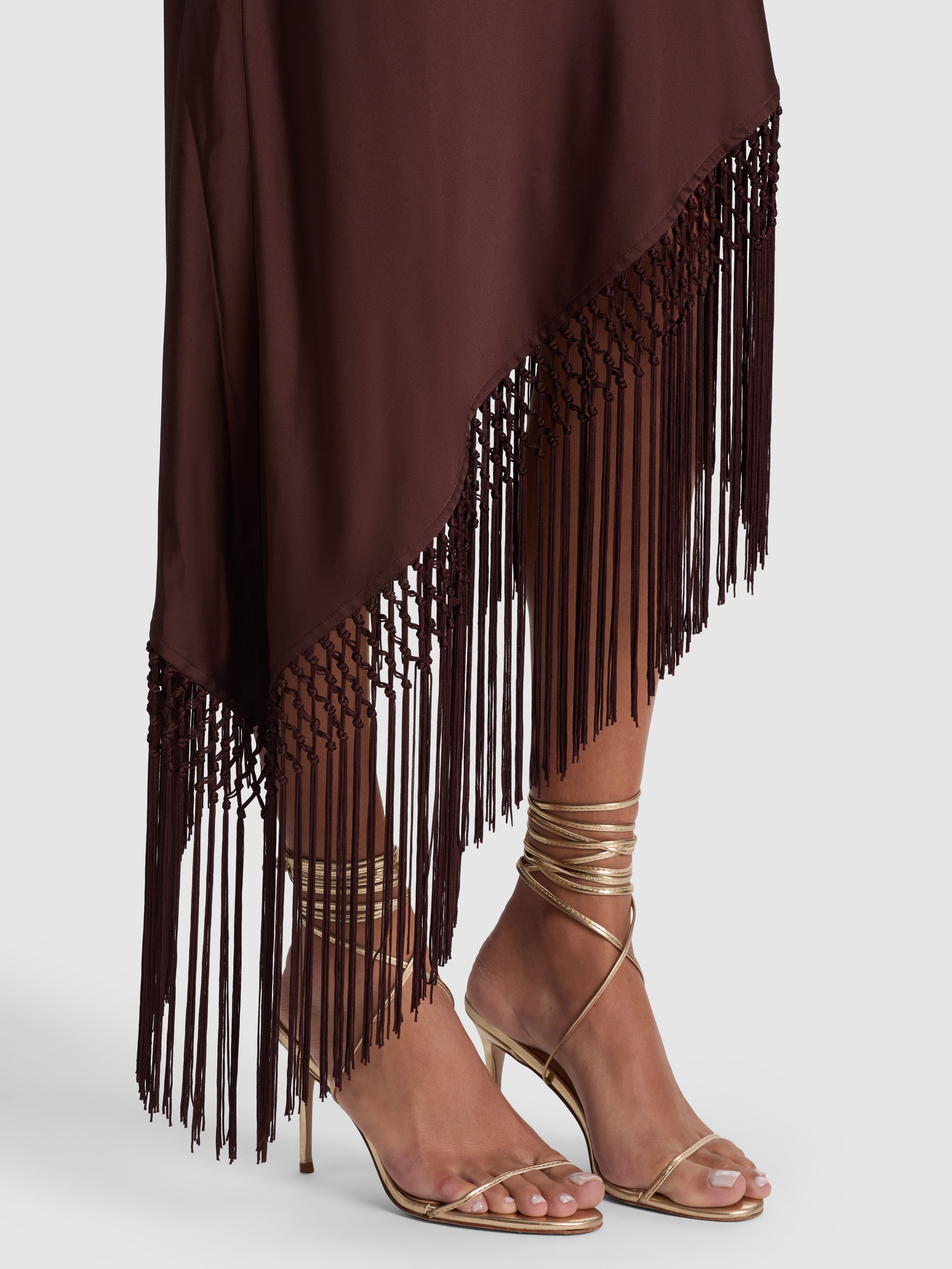 ABITO LUNGO ARMONY ASIMMETRICO CON FRANGE-ALICE + OLIVIA