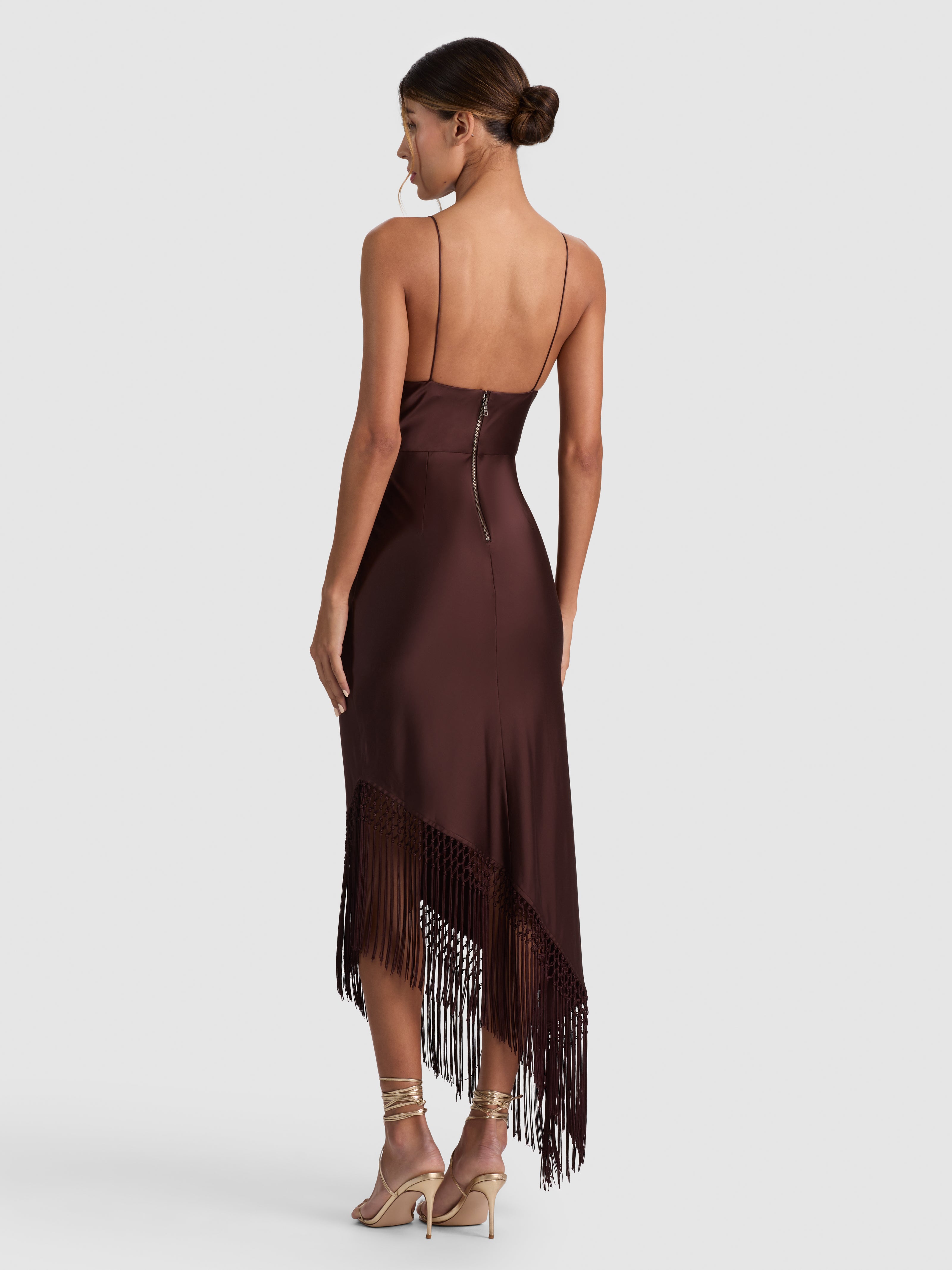 ABITO LUNGO ARMONY ASIMMETRICO CON FRANGE-ALICE + OLIVIA