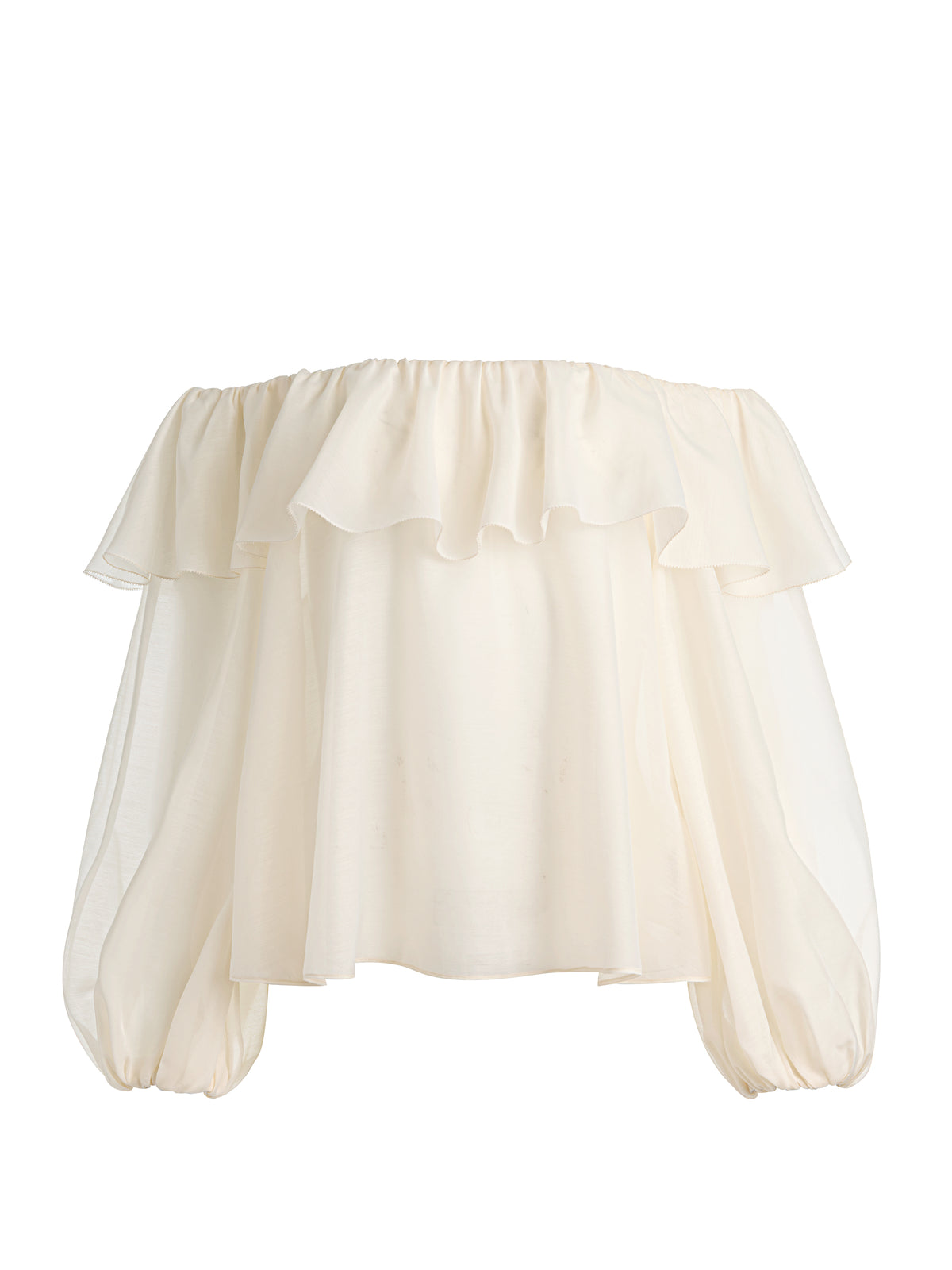 ALTA OFF THE SHOULDER RUFFLE BLOUSE - CHINO