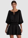 PAULINE DROP WAIST MINI DRESS-Black-ALICE + OLIVIA