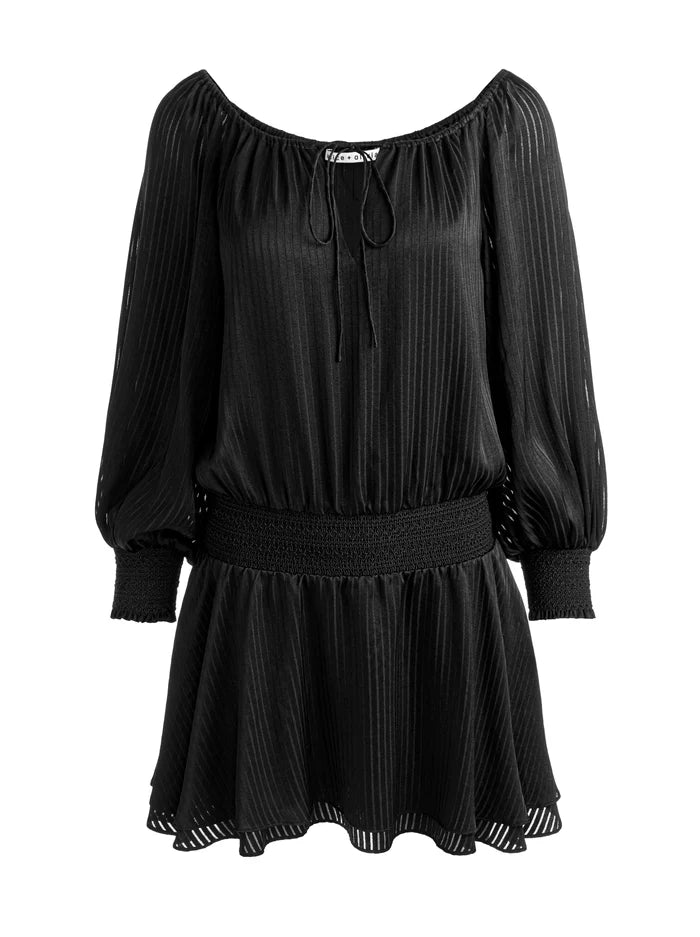 PAULINE DROP WAIST MINI DRESS-Black-ALICE + OLIVIA